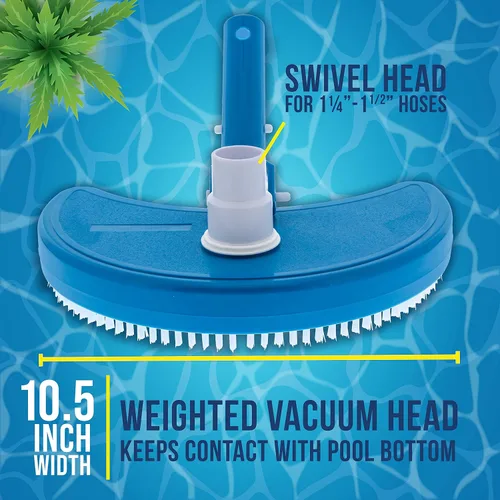 Vista 3 de U.S. Pool Supply Half Moon - Cabezal de vacío manual para piscinas enterradas sobre el suelo, con peso, conexión de manguera giratoria de 1.5
