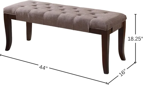 Vista 2 de Roundhill Furniture Linon - Banco de tela copetudo, color marrón