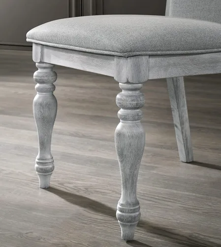 Vista 6 de Roundhill Furniture Iris - Juego de comedor de 5 piezas, color blanco desgastado y gris
