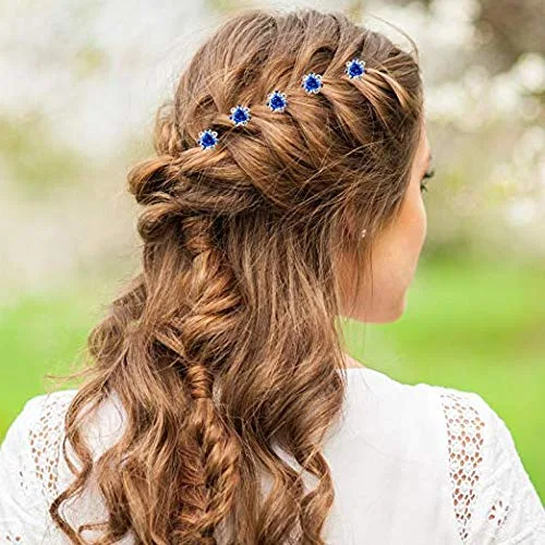 Vista 4 de WOIWO 20 horquillas de cristal para el cabello, diseño afilado en U, de metal, para mujeres y niñas, accesorios de joyería para el cabello