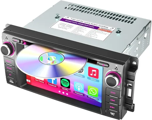 Vista 8 de Estéreo de coche de doble DIN con reproductor de CD/DVD - CarPlay y Android Auto, audio para coche con Bluetooth, pantalla táctil HD de 7 pulgadas