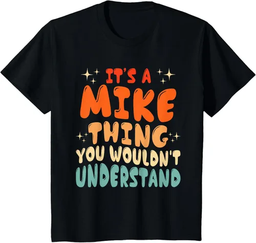 Vista 39 de Camiseta retro de los años 80 con texto en inglés "It's A Mike Thing You Wouldn't Understand", Negro