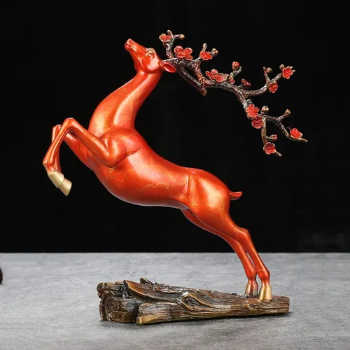 Vista 6 de Chinese feng shui statue sculpture Pure Copper Crafts Deer Statue Copper Deer Decoration Home Living Room Wine Cabinet Deer Ornament Housewarming