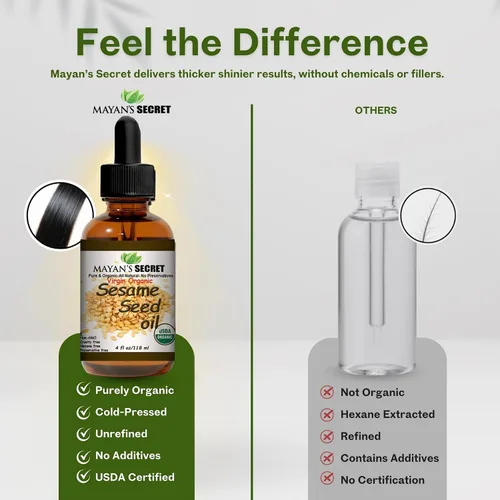 Vista 7 de Mayan's Secret Aceite de sésamo orgánico, prensado en frío, sin refinar, sin hexano y aceite de semilla de sésamo orgánico para piel, cuerpo, cara