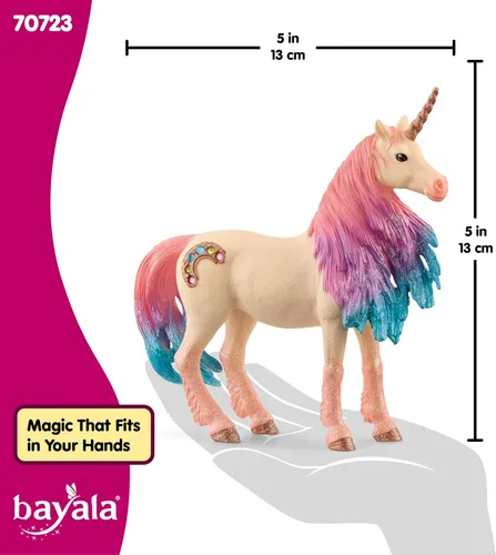Vista 5 de Schleich Bayala - Figura de yegua de unicornio de malvavisco, juguete de unicornio rosa y azul para niñas y niños, figura de caballo de fantasía