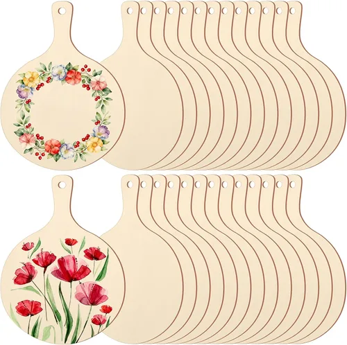 Vista 9 de 36 Piezas Tablas de Cortar Mini de Madera con Mango Madera Sin Terminar Manualidades Mini Tablas de Charcutería Paddle en Blanco Pequeña Tabla