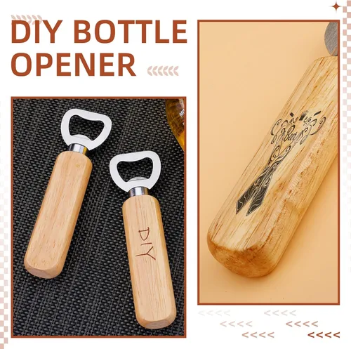 Vista 6 de Abrebotellas de madera, 50 unidades de abrebotellas de madera a granel, abridor de botellas grabable para bricolaje, para regalo, boda, fiesta