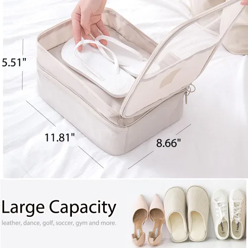 Vista 4 de Bolsas de zapatos para viajes, capacidad para 3 pares de zapatos para viajes, accesorios de equipaje, bolsa portátil para zapatos y bolsa