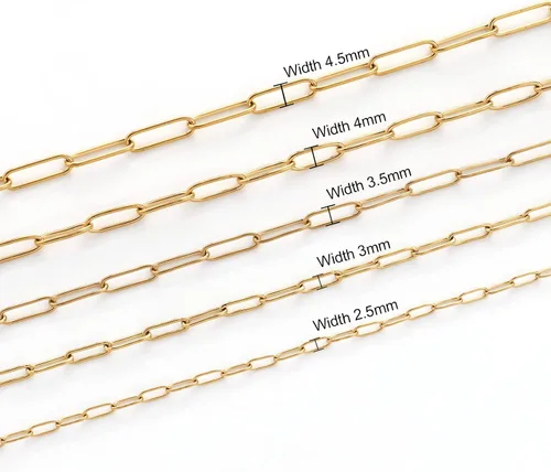 Vista 3 de Cadenas de collar de 16.4 pies para fabricación de joyas, cadenas de acero inoxidable chapadas en oro a granel para manualidades, collares