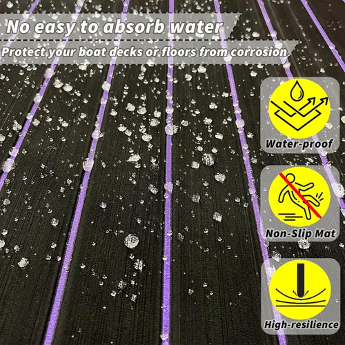 Vista 2 de Alfombra de espuma EVA para cubierta de 94 x 45/35/16 de teca sintética, antideslizante, autoadhesiva, tapete de espuma para lanchas de motor