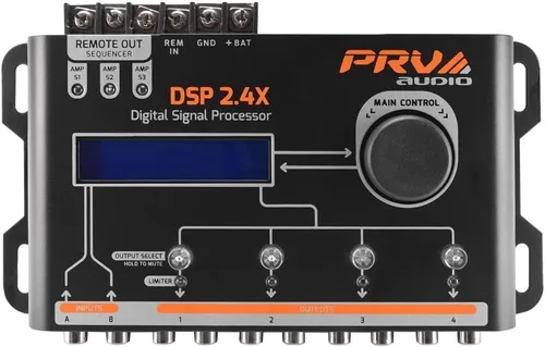 Vista 4 de PRV AUDIO Car Audio DSP 2.4X Digital Crossover y ecualizador 4 canales Full Digital Signal Audio Procesador DSP con secuenciador Remoto Relé