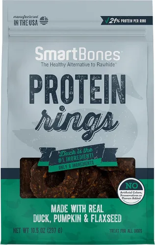 Vista 13 de SmartBones Protein Rings - Golosinas para perros sin piel cruda, pollo real, 10.5 onzas Con pollo real y batata, 30% proteína por anillo, sin
