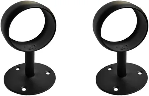 Vista 6 de Barra de Armario de Acero Inoxidable Resistente, Soportes de Extremo de Barra de Cortina con Tornillos a Juego (1-1/2 PULGADAS, Negro)