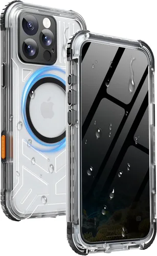Vista 36 de Funda impermeable para iPhone 15 con Magsafe, protector de pantalla, cordón, IP68 militar de cuerpo completo a prueba de golpes, para deportes