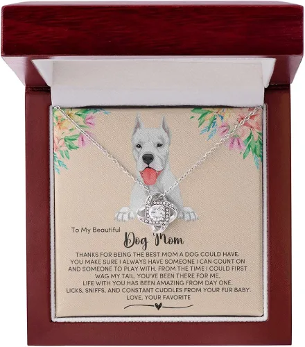Vista 3 de Dogo Argentino Dog Mom Necklace Present, Jewelry Message Card for My Fur Mum, Dogo Argentino Dog Owner Present, Pet Portrait Necklace