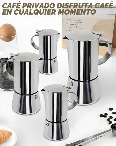 Vista 6 de Cafetera Express de acero inoxidable 304, 2 tazas Plateado (Classic Silver)