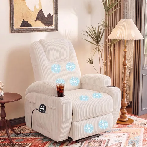 Vista 9 de Flamaker Silla reclinable eléctrica para personas mayores Beige