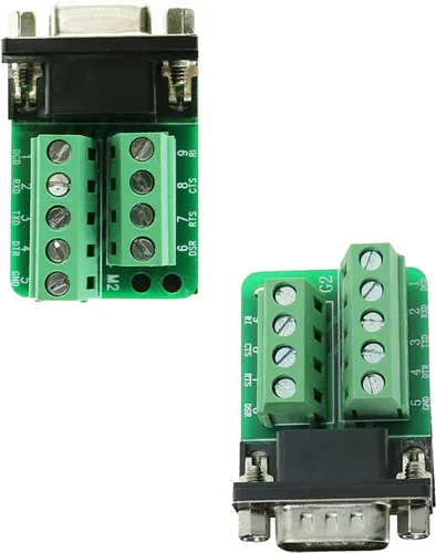 Vista 5 de DB9 Conector de ruptura RS232 Serial 9 Pin Conector Db9 Terminal (Macho x 1, Hembra x 1)