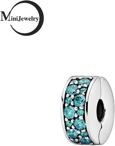 Vista 2 de MiniJewelry Abalorio de clip de camino de elegancia brillante para pulseras Pandora Moments con circonita cúbica, espaciador, piedras de nacimiento