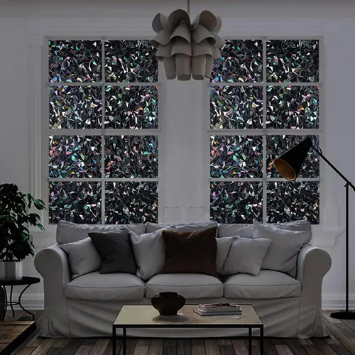 Vista 4 de Película de privacidad para ventana LEMON CLOUD, película decorativa para ventana de oscurecimiento total estática, cubierta de vidrio esmerilado