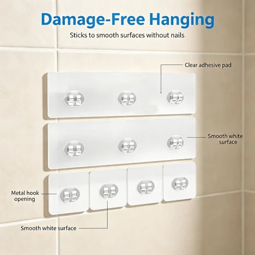 Vista 4 de Shower Caddy Adhesive Replacement 6 Pcs Shower Adhesive