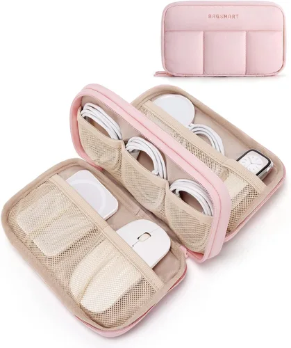 Vista 10 de BAGSMART Electronics Organizer Travel Case for Cords Chargers Phones, Beige