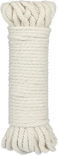 Vista 7 de jijAcraft Cuerda de algodón de 1/2 pulgada, cuerda de macramé blanca de 0.472 in x 32 pies, cuerdas de tendedero de 4 capas para manualidades