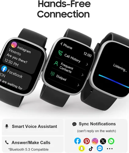 Vista 2 de TOOBUR Reloj inteligente para mujeres y hombres, Alexa integrado, responder/hacer llamadas, reloj de seguimiento de actividad física de 1.83