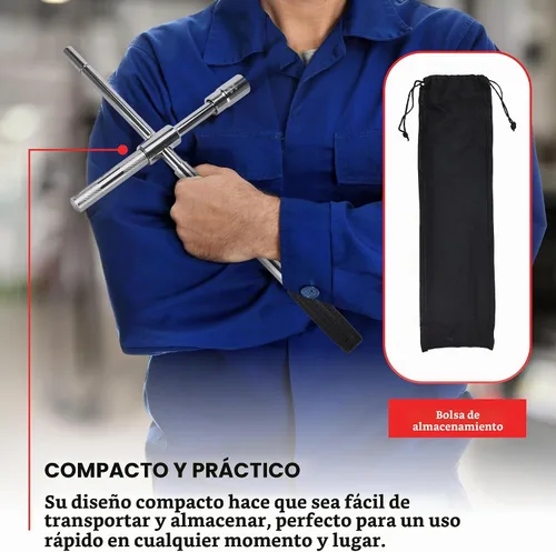Vista 6 de Boulder Tools - Llave universal telescópica de 4 vías de 58 cm para quitar neumáticos de coche y camión - Herramienta portátil de cambio