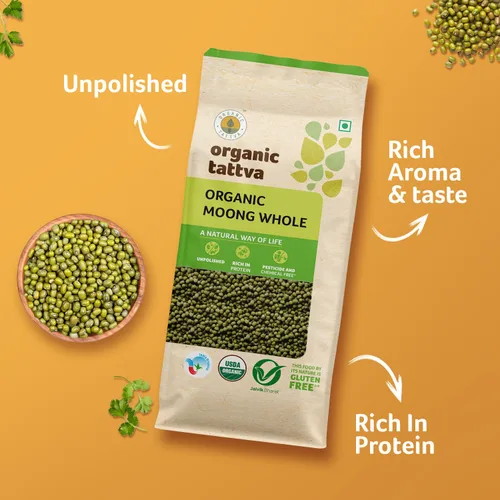 Vista 4 de Organic Tattva Frijoles Mung, Gramo Verde Entero, 2.2 lbs Certificado por USDA