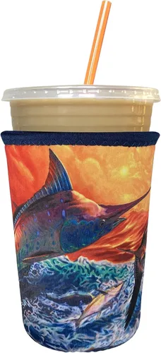 Vista 71 de Funda Koverz para café helado, funda aislante de neopreno para taza, se ajusta a una taza de café de 32 Oz., lavable y reutilizable, accesorios