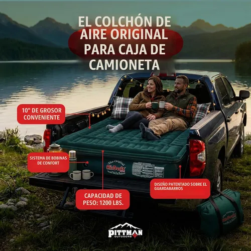 Vista 2 de Pittman Outdoors AirBedz Lite PPI PV202C - Colchón inflable de tamaño completo y corto de 6'-6.5' para cama de camión con bomba de aire DC con cable