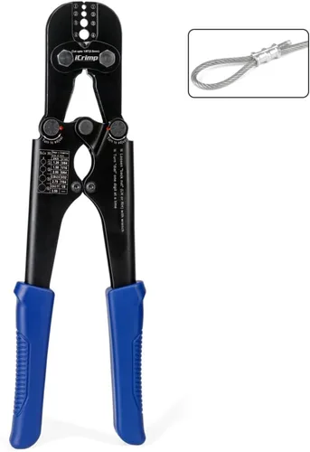Vista 10 de iCrimp IWS-1608B Herramienta de prensado de cuerda de alambre para mangas de bucle de aluminio, virolas de cable ovaladas dúplex de 1/16 '' a 3/16