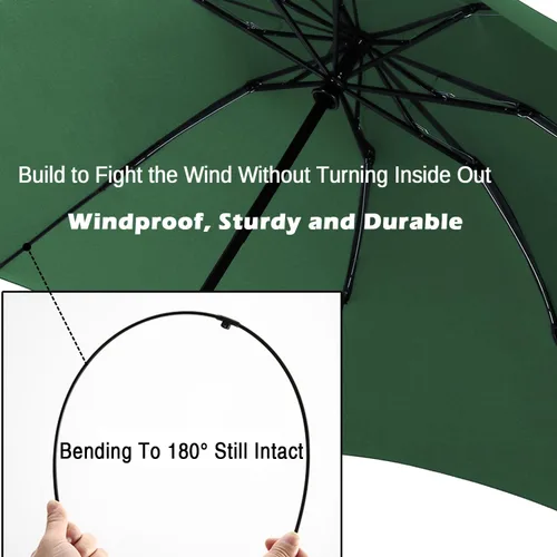 Vista 22 de LANBRELLA Paraguas plegable inverso compacto paraguas de viaje a prueba de viento automático