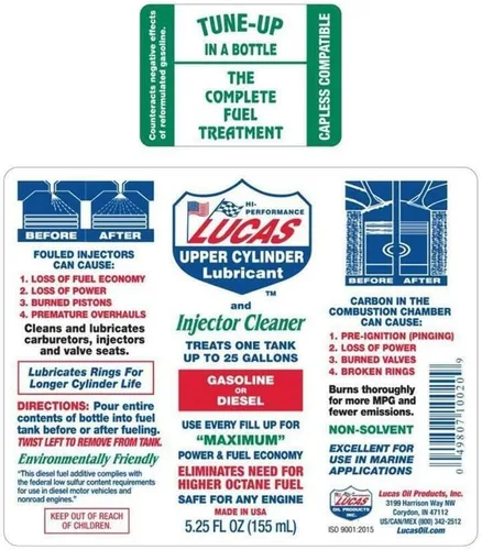 Vista 4 de Lucas Oil 10013-PK4 tratamiento para combustible de 1 galón (pack de 4). Upper Cylinder Lubricant Injector Cleaner Additive Case Bulk Fluid Semi
