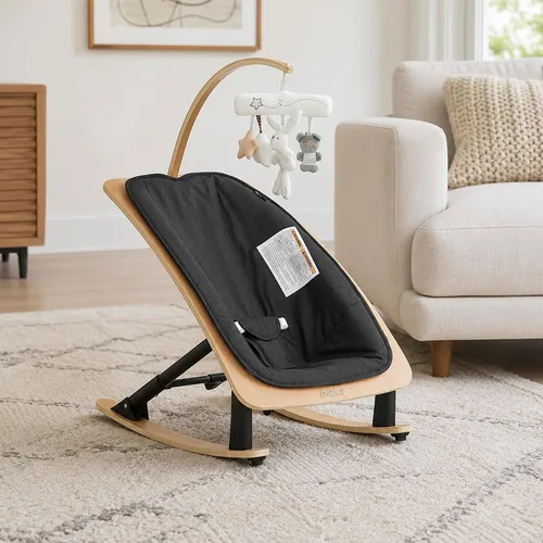Vista 8 de Evolur Tory - Mecedora y silla 2 en 1, color negro