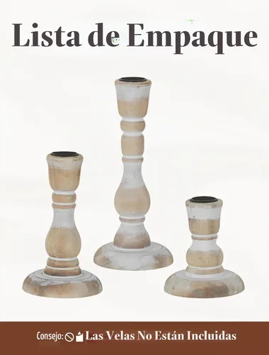 Vista 6 de Portavelas de Madera Rústicos: Portavelas Cónicos de Madera de Granja Portavelas Bohemios Decoración de Otoño para Mesa de Comedor Repisa Fiesta