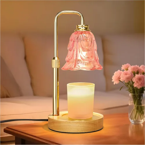 Vista 10 de XJZJY Lámpara calentadora de velas con regulador de temporizador, altura ajustable, calentador de cera de tulipán marrón, regalo de cumpleaños