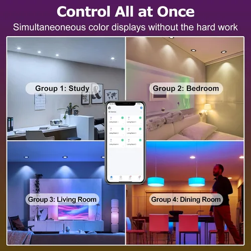 Vista 5 de LightingWill Iluminación LED empotrada de 2 pulgadas, Downlight LED inteligente WiFi, luz de techo de 5W compatible con Alexa/Google Assistant, RGB