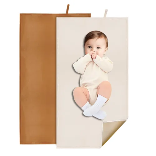 Vista 13 de Cambiador de pañales beige para bebé, cambiador de pañales portátil para viajes o casa, esterilla limpiable que cabe perfectamente en la bolsa