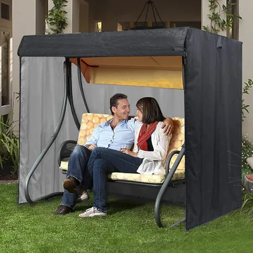 Vista 2 de Funda para columpio de exterior, impermeable 420D, resistente al agua, para columpio de 3 plazas, 87 x 49 x 67 pulgadas, protector resistente a