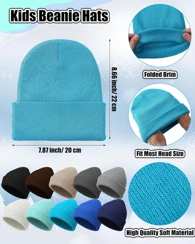 Vista 2 de Paquete de 100 gorros y guantes antideslizantes para niños, gorro de punto cálido, guantes de invierno a granel para niños y niñas