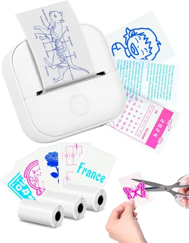 Vista 10 de Memoking T02 Mini impresora térmica, mini impresora de la etiqueta engomada Rosa