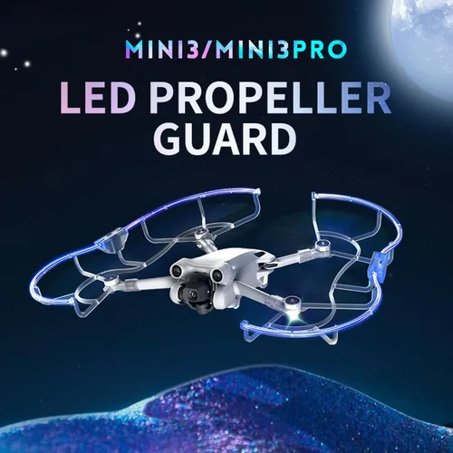 Vista 2 de Protector de hélice luminoso compatible con DJI Mini 3/Mini 3 Pro Drone Quick Release Blade Protectores Hélice, Funda protectora anticolisión