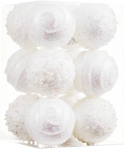 Vista 7 de Adornos de bolas de Navidad dorados, adornos de bolas de Navidad decoraciones irrompibles de plástico colgantes perlas para fiestas de Navidad