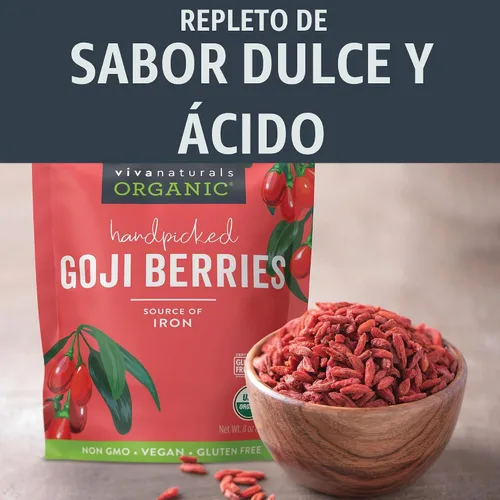 Vista 2 de Viva Naturals Bayas de Goji Orgánicas Secas, 8 oz (227 g) – Sin OGM, Veganas, Perfectas para Té de Bayas de Goji, Batidos, Horneado y Botanas