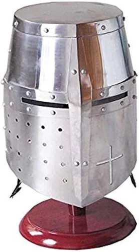 Vista 2 de AnNafi Casco medieval de armadura de caballero cruzado templario Armadura espartana griega romana Yelmo antiguo A Usable para disfraces