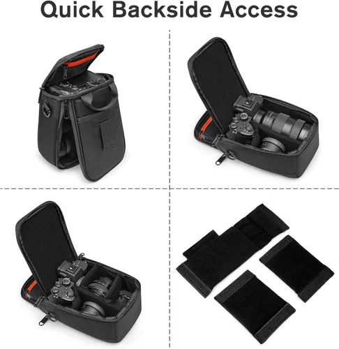 Vista 5 de S-ZONE - Bolsa impermeable para cámara con inserto para lentes, estuche cúbico compatible con Nikon, Canon