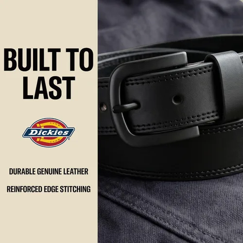 Vista 2 de Dickies cinturón de cuero auténtico para hombre – estilo casual duradero, tallas regulares y grandes y altas Negro