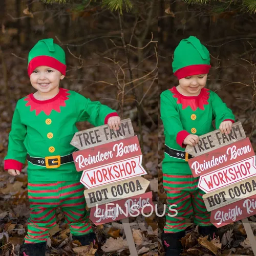 Vista 5 de LENSOUS Conjunto de ropa y pantalones de Navidad para bebés y niñas